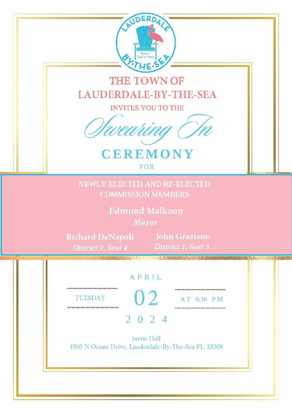 Come Join us in Celebrating a Republican Sweeping victory in Lauderdale By the Sea. On March 19th we too 3 seats (2 City Commissioners and 1 Mayor). Not only did we take 2 but one of them was held by a Democrat. Please join us for the candidates swearing in and an after party with great Greek food nearby at a Republican owned business.